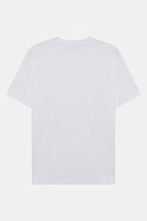 Relax Kalıp Beyaz Bisiklet Yaka Baskılı T-Shirt_2