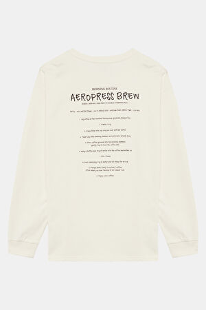 Relax Kalıp Krem Bisiklet Yaka Nakışlı T-Shirt_2