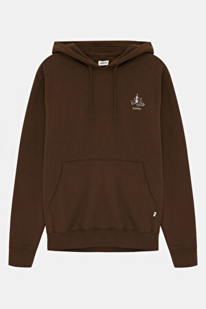 Kahve Relax Kalıp Kapüşonlu Sweatshirt