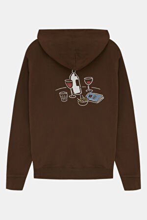 Kahve Relax Kalıp Kapüşonlu Sweatshirt_2