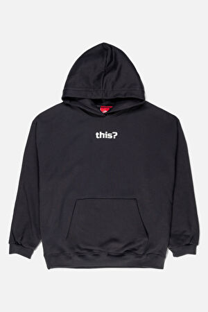 Siyah Relax Kalıp Kapüşonlu Sweatshirt