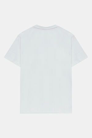 Relax Kalıp Beyaz Bisiklet Yaka Baskılı T-Shirt_2