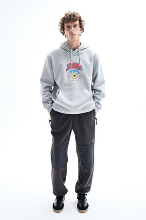 Gri Oversize Kapuşonlu Sweatshirt