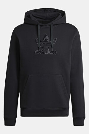 Siyah Relax Kalıp Kapuşonlu Sweatshirt