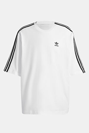 Oversize Beyaz Bisiklet Yaka T-Shirt