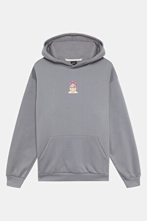 Açık Mavi Relax Kalıp Kapüşonlu Sweatshirt