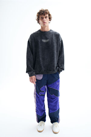 Antrasit Relax Kalıp Bisiklet Yaka Sweatshirt