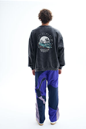 Antrasit Relax Kalıp Bisiklet Yaka Sweatshirt_2