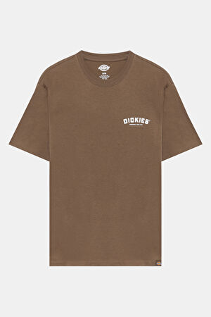 Relax Kalıp Kahve Bisiklet Yaka Baskılı T-Shirt