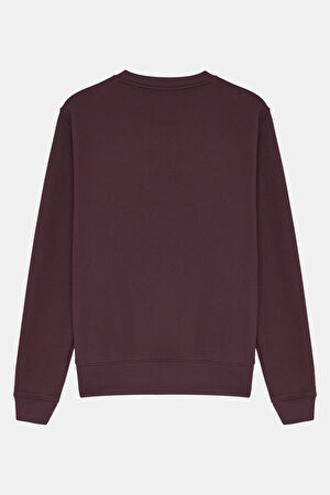 Bordo Relax Kalıp Bisiklet Yaka Sweatshirt_2