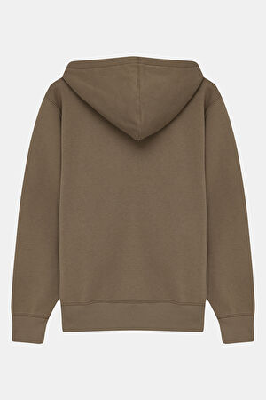 Kahve Relax Kalıp Kapuşonlu Sweatshirt_2