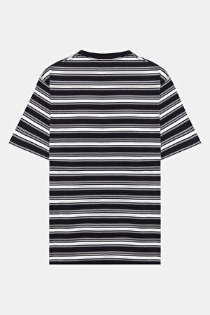 Relax Kalıp Siyah Bisiklet Yaka T-Shirt_2