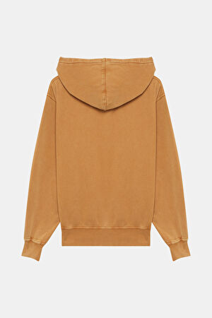 Turuncu Relax Kalıp Kapüşonlu Sweatshirt_4