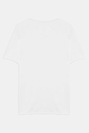 Relax Kalıp Beyaz Bisiklet Yaka T-Shirt_2