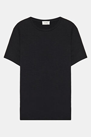 Siyah Bisiklet Yaka T-Shirt