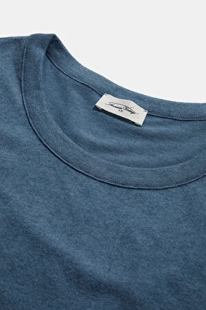 Oversize Mavi Bisiklet Yaka T-Shirt_3