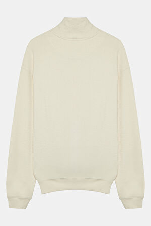 Ekru Relax Kalıp Dik Yaka Sweatshirt_2