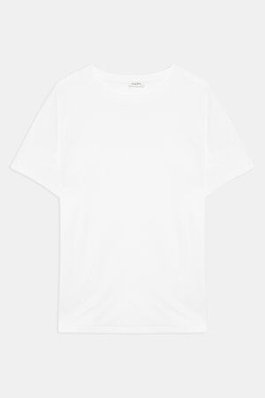 Relax Kalıp Beyaz Bisiklet Yaka T-Shirt