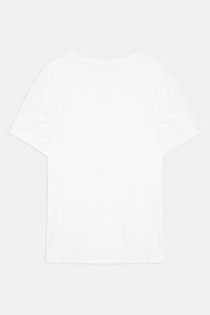Relax Kalıp Beyaz Bisiklet Yaka T-Shirt_2