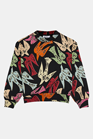 Siyah Bisiklet Yaka Sweatshirt