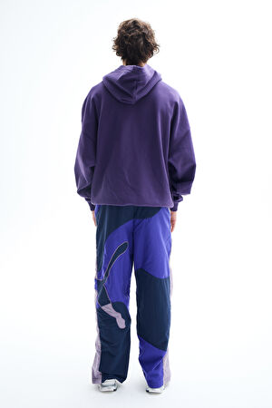 Mor Oversize Kapuşonlu Sweatshirt_2