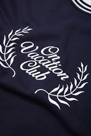 Lacivert Relax Kalıp Bisiklet Yaka Sweatshirt_4