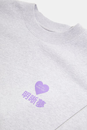 Gri Relax Kalıp Bisiklet Yaka Sweatshirt_3