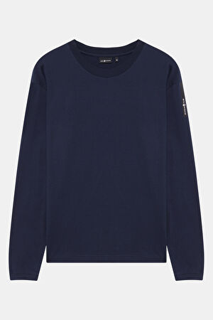 Lacivert Bisiklet Yaka T-Shirt