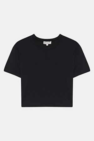 Siyah Bisiklet Yaka T-Shirt