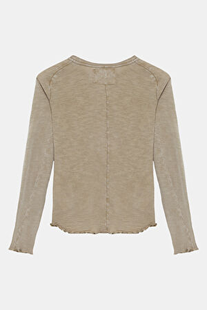 Kahve Bisiklet Yaka T-Shirt_2