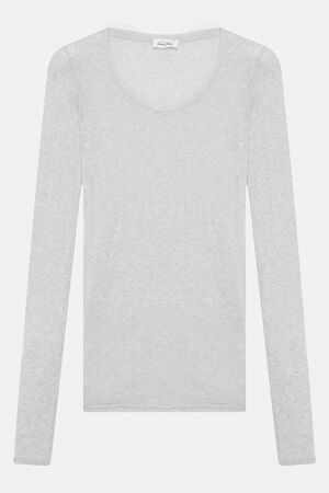 Gri Melanj Kayık Yaka T-Shirt