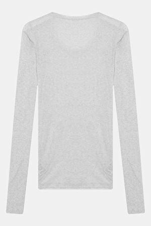 Gri Melanj Kayık Yaka T-Shirt_2