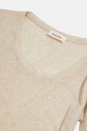 Krem Kayık Yaka T-Shirt_3