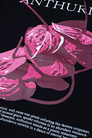 Anthurium Siyah Relax Kalıp Kapüşonlu Sweatshirt_4
