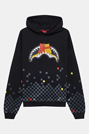 Siyah Relax Kalıp Kapüşonlu Sweatshirt