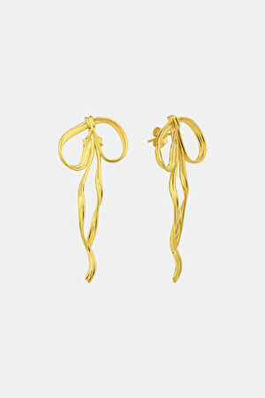 Ribbon Altın Kaplama Küpe