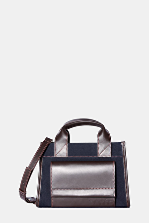 Stitched Pocket Mini Lacivert Çanta