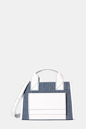 Stitched Pocket Mini Koyu Mavi Çanta