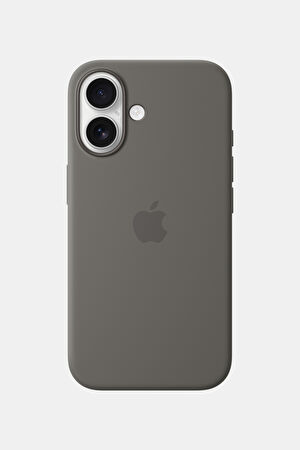 iPhone 16 Silicone Case MagSafe Özellikli Gri Telefon Kılıfı