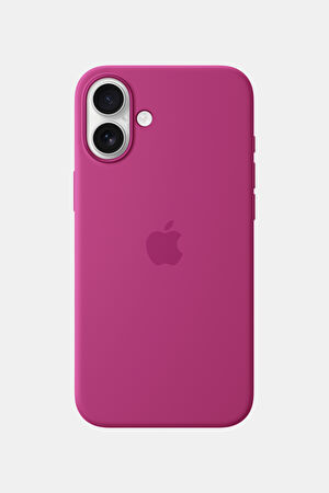 iPhone 16 Plus Silicone Case MagSafe Özellikli Fuşya Telefon Kılıfı