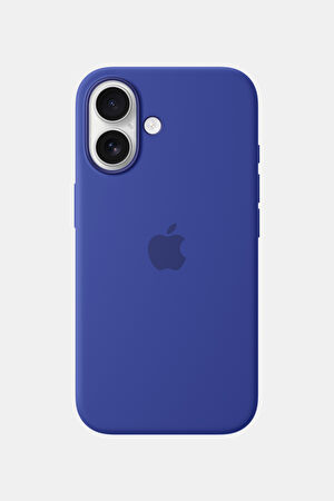 iPhone 16 Silicone Case MagSafe Özellikli Mavi Telefon Kılıfı