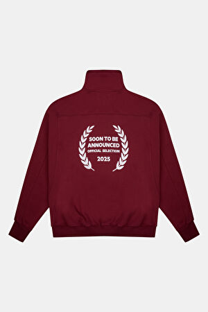 Bordo Relax Kalıp Dik Yaka Sweatshirt_2