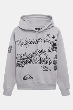 Lila Relax Kalıp Kapüşonlu Sweatshirt