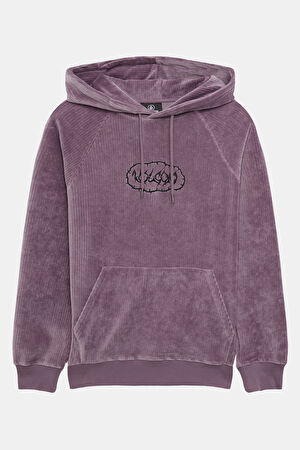 Mor Relax Kalıp Kapüşonlu Sweatshirt