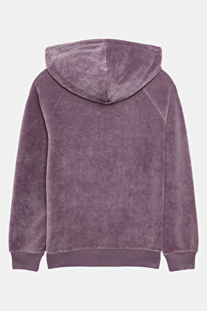 Mor Relax Kalıp Kapüşonlu Sweatshirt_2