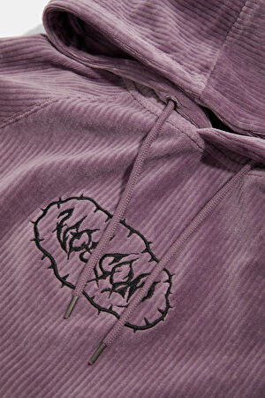 Mor Relax Kalıp Kapüşonlu Sweatshirt_3