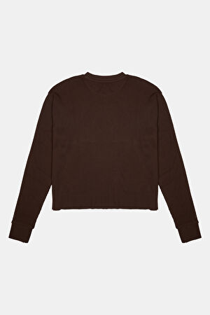 Kahve Relax Kalıp O Yaka Sweatshirt_2