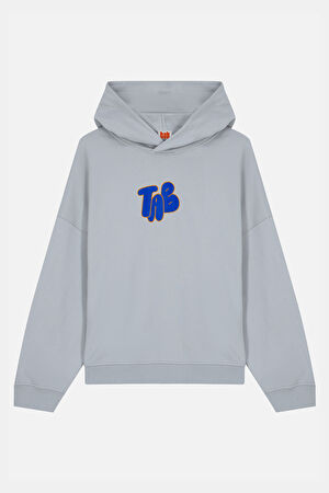 Açık Gri Oversize Kapüşonlu Sweatshirt