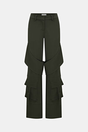 Nevis Haki Bol Paça Pantolon