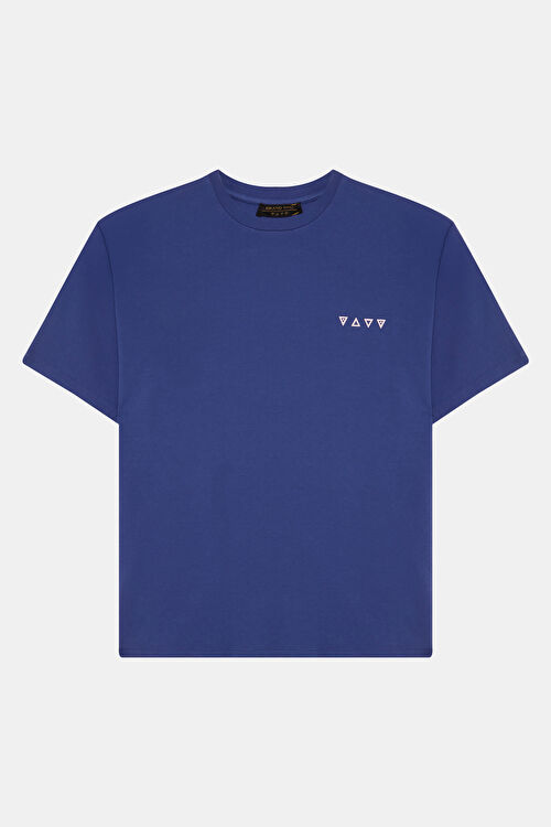 Oversize Mor Bisiklet Yaka T-Shirt